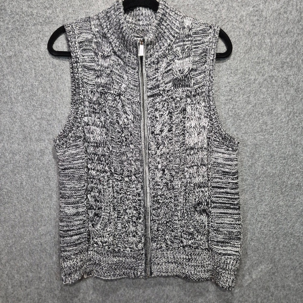 NWOT Jones New York Front Zip Sweater Vest L Pockets Cottage Grandma Core 90s